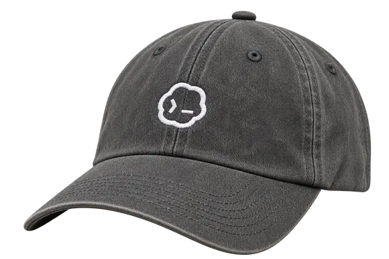 Washed charcoal OpenAI Codex cap with a white terminal mark embroidered on the front