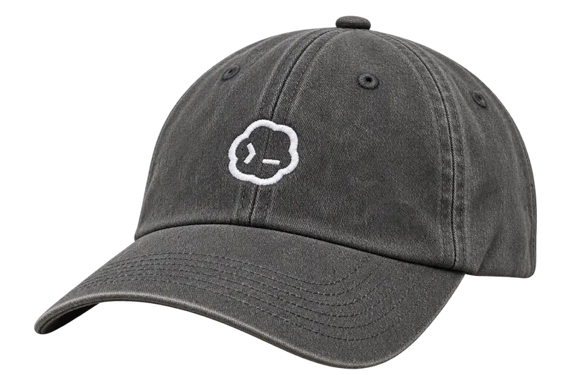 Washed charcoal OpenAI Codex cap with a white terminal mark embroidered on the front